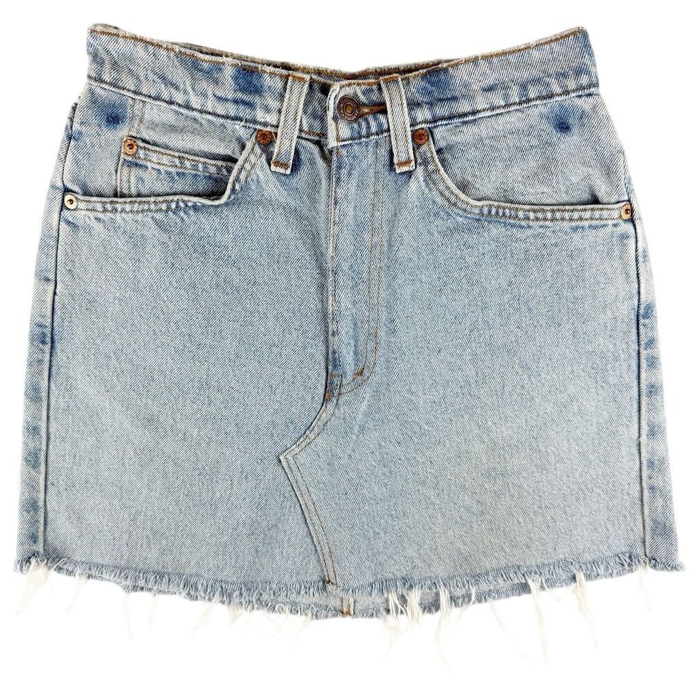 VTG Levi's Orange Tab Denim Mini Skirt Cutoff Blue Size 25 Women Light Wash 550